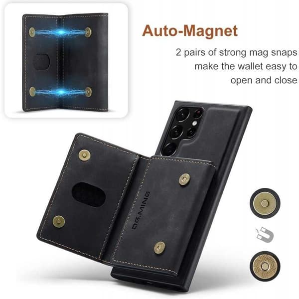 8-FACK Samsung S24 Ultra Stöttåligt Skal med Magnetisk Korthållare DG.MING Detach