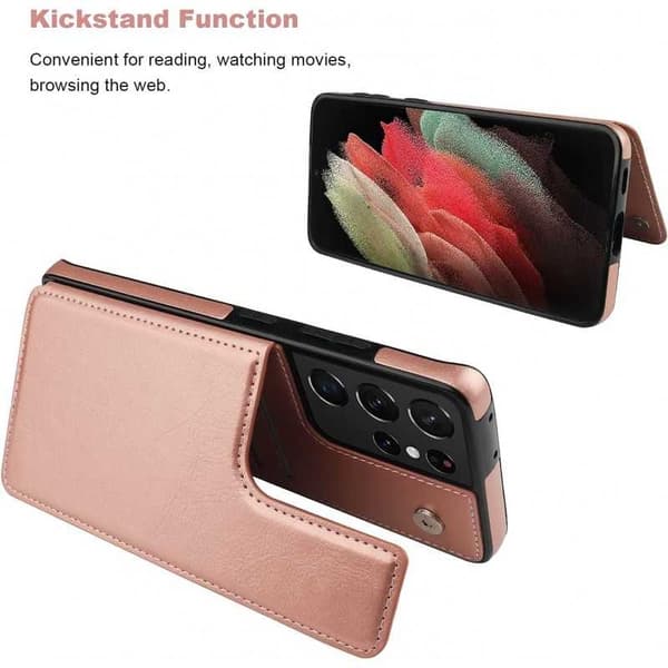 Samsung S24 Ultra stødsikker dækselkortholder 3-POCKET Flippr - Rose guld