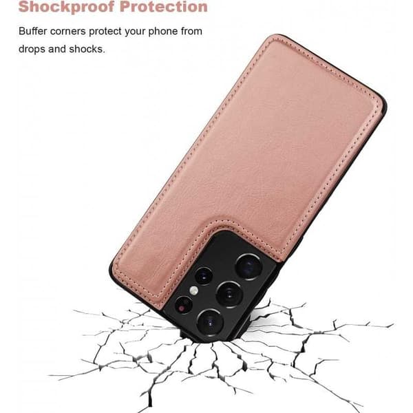Samsung S24 Ultra stødsikker dækselkortholder 3-POCKET Flippr - Rose guld