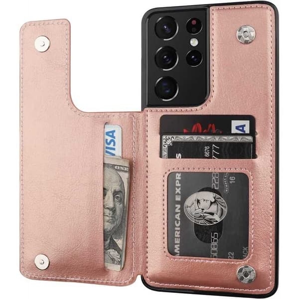 Samsung S24 Ultra stødsikker dækselkortholder 3-POCKET Flippr - Rose guld