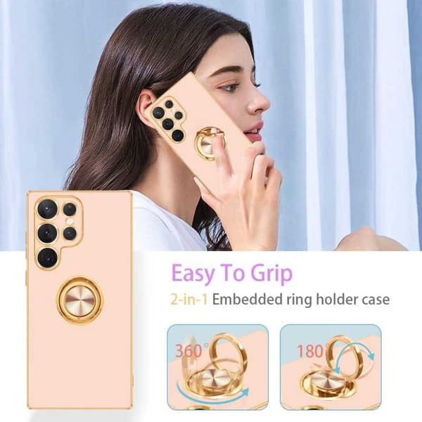 Samsung S24 Ultra Elegant & Stöttåligt Skal med Ringhållare Flawless - Roseguld