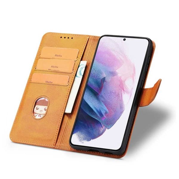 Samsung S24 lommebokveske PU skinn 4-LOMMER - Lysebrun