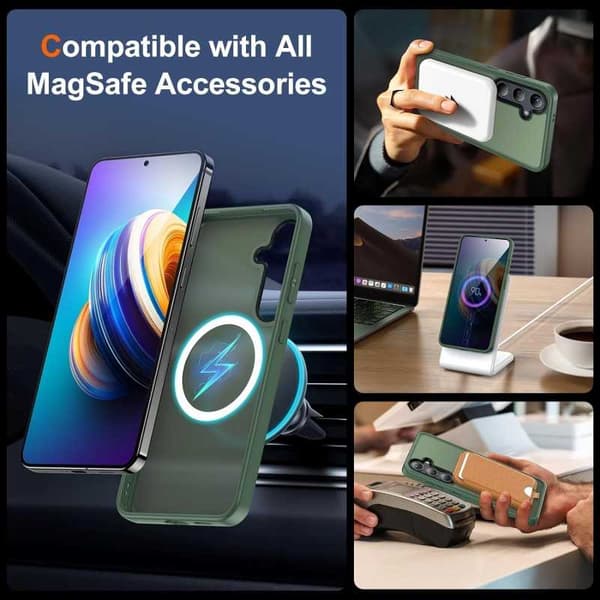 3in1 Komplett Samsung S24 Plus Stötdämpande Skal MagSafe-Kompatibelt - Grön