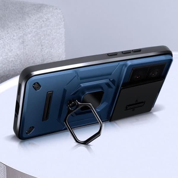 Coque - AVIZAR - Xiaomi 13T/13T Pro - Bague Stöd - Skjutbart Kameraskydd - Blå