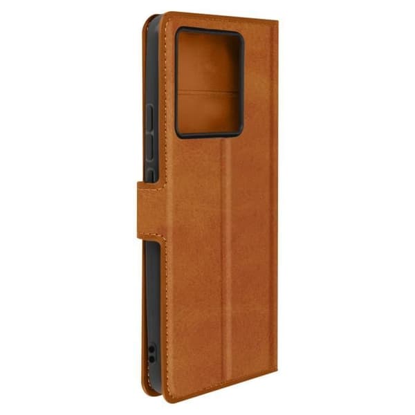Fodral till Xiaomi 13T och 13T Pro - AVIZAR - Vintage - Brun - Hårt skal - Videostöd - Korthållare