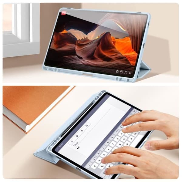 Etui - Dux Ducis - Toby - Samsung Galaxy Tab S9 FE Plus - Blå - Videostöd och Tangentbord