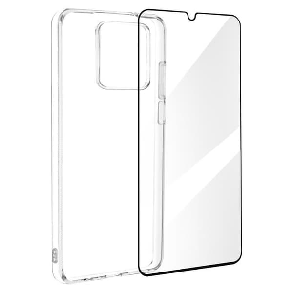Fodral till Realme C51 - BIGBEN - Mjuk silikon - 9H hårdhet härdat glas - Transparent