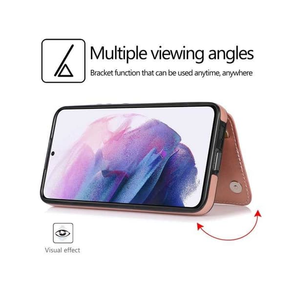 Samsung S24 Stöttåligt Skal Korthållare 3-FACK Flippr - Roseguld