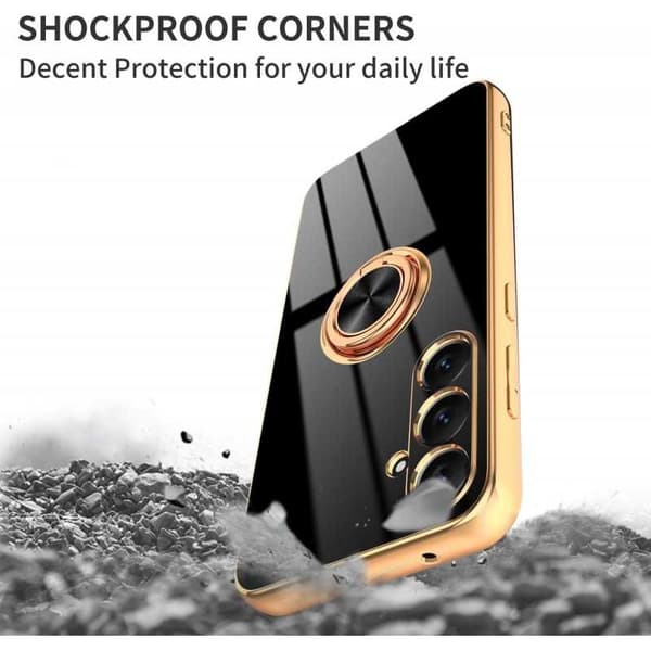 Samsung S24 Elegant & Stöttåligt Skal med Ringhållare Flawless - Svart