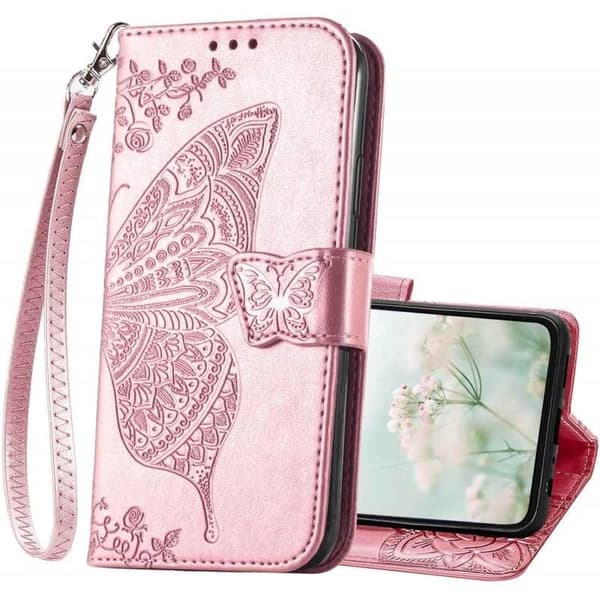 Samsung S24 Pung-etui PU-læder 4-LOMMES Motiv Sommerfugl