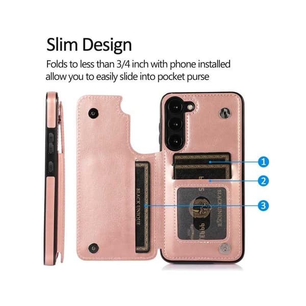 Samsung s24 Plus stødsikker dækselkortholder 3-POCKET Flippr - Rose guld