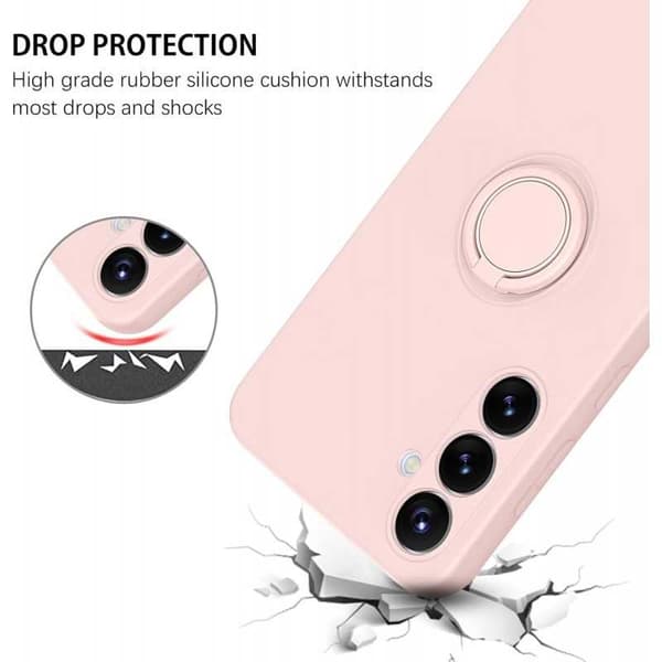 Samsung S24 stødsikkert cover med ringholder CamShield - Lyserød