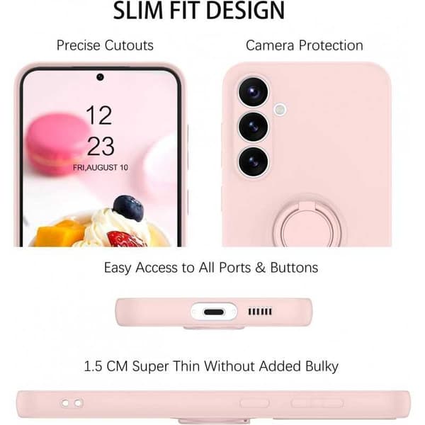 Samsung S24 stødsikkert cover med ringholder CamShield - Lyserød