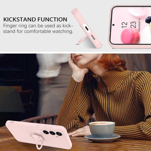 Samsung S24 stødsikkert cover med ringholder CamShield - Lyserød
