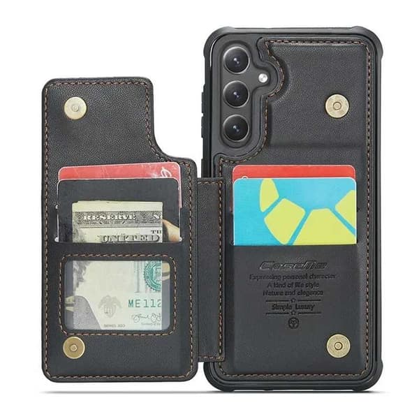 CaseMe Shockproof Cover Kortholder Stander 4-rums Samsung S24 Sort
