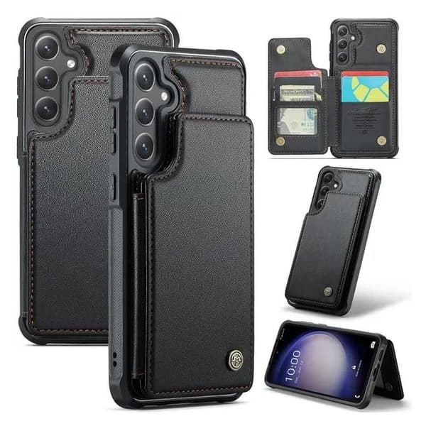 CaseMe Shockproof Cover Kortholder Stander 4-rums Samsung S24 Sort