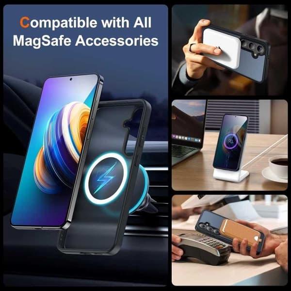 iPhone 15 Transparent Stötdämpande Skal MagSafe-Kompatibelt V2 - Grøn
