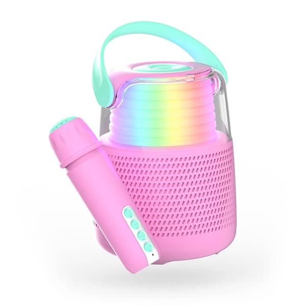 MOB Högtalare Karaoke Kit Mic LED Rosa