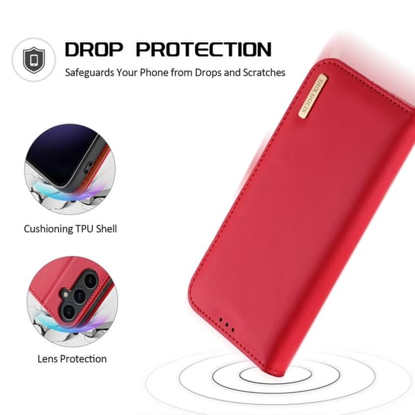 DUX DUCIS Galaxy S24 Plus Fodral RFID Hivo Äkta Läder Röd