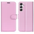 Miniatyrbild 1 av 6: Samsung Galaxy A25 5G Fodral Litchi Läder Ljus Rosa
