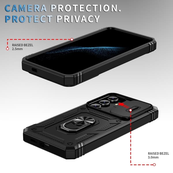Galaxy S24 Plus Skal CamShield Ring Hybrid Armor Svart
