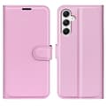 Miniatyrbild 1 av 6: Samsung Galaxy A35 5G Fodral Läder Litchi Ljus Rosa