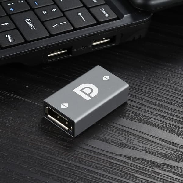 DisplayPort Hona till DisplayPort Hona Förlängning Adapter Grå