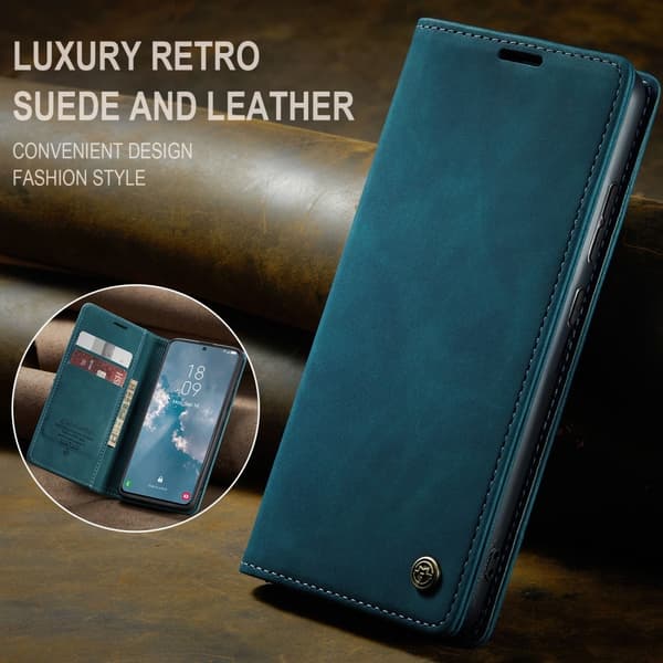 CASEME Galaxy S24 Plus Fodral Flip Retro Läder Blå