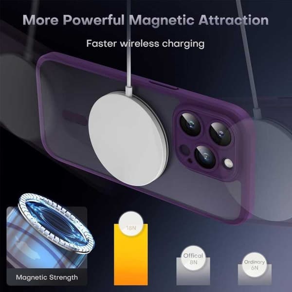 3in1 Komplett iPhone 14 Pro Stötdämpande Skal MagSafe-Kompatibelt - Lila