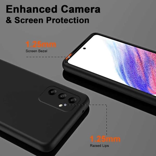 Samsung A05s Gummibelagd Mattsvart Skal Kameraskydd Liquid - Svart