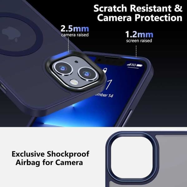 iPhone 15 Transparent Stötdämpande Skal MagSafe-Kompatibelt V2 - blå