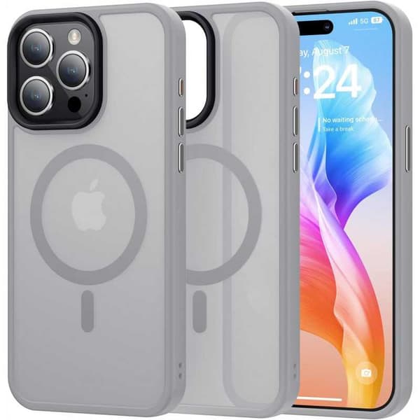 iPhone 15 Pro Max Transparent Stötdämpande Skal MagSafe-Kompatibelt V2 - Grå