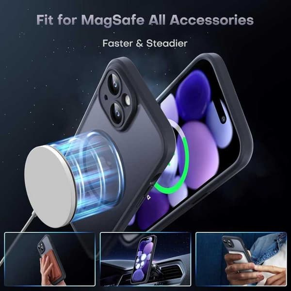 3in1 komplet iPhone 13 stødabsorberende etui MagSafe-kompatibel - Sort
