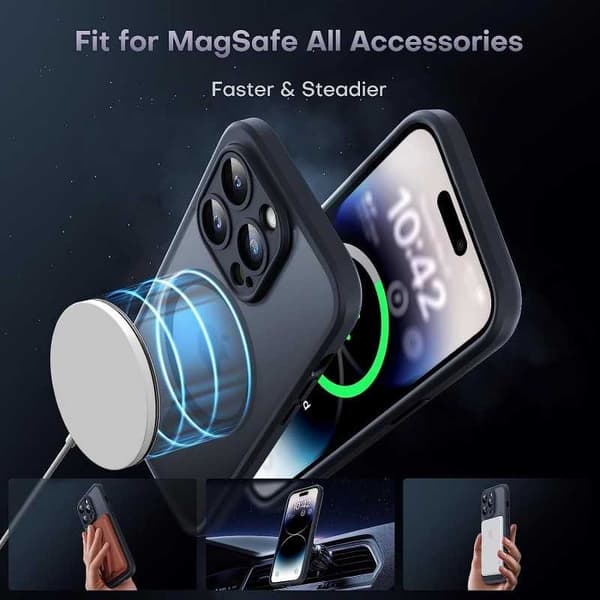 3in1 Komplett iPhone 15 Pro Max Stötdämpande Skal MagSafe-Kompatibelt - Svart