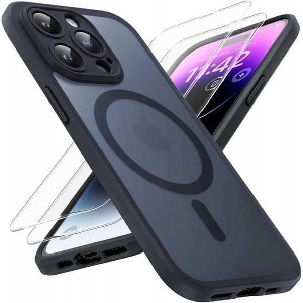 3in1 Komplett iPhone 15 Pro Max Stötdämpande Skal MagSafe-Kompatibelt - Svart