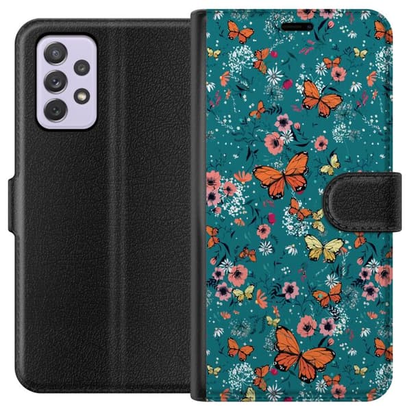 Samsung Galaxy A52s 5G Tegnebogsetui Sommerfugle og blomster