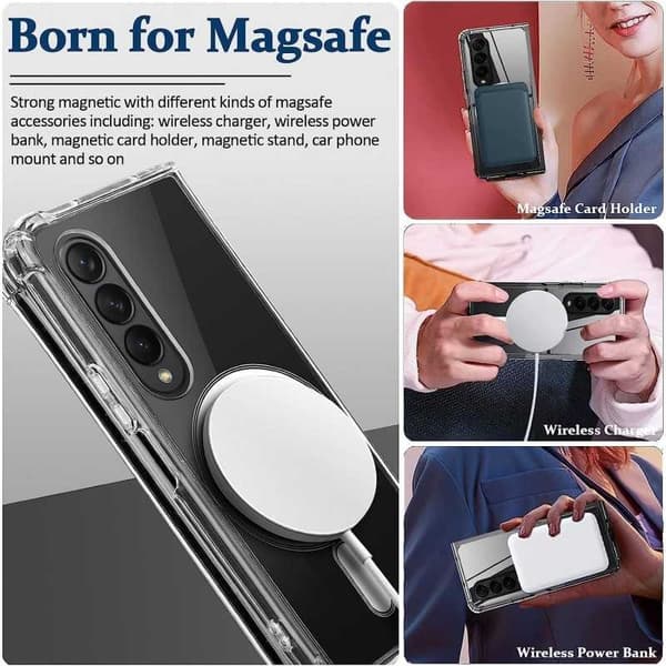 Gjennomsiktig støtdempende MagSafe-deksel til Samsung Galaxy Fold 5