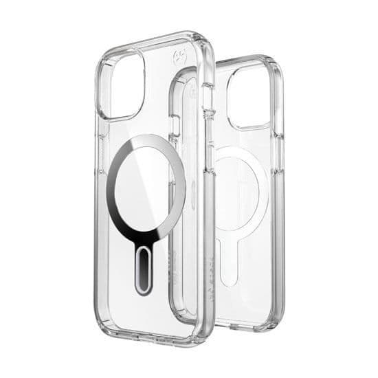 Speck Presidio Perfect-Clear Click-Lock-fodral för iPhone 15/14/13 Klar/silver