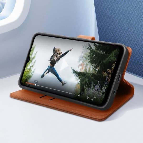 Fodral till Xiaomi Poco X3 och X3 Pro - AVIZAR - Support för plånbok och video - Brun