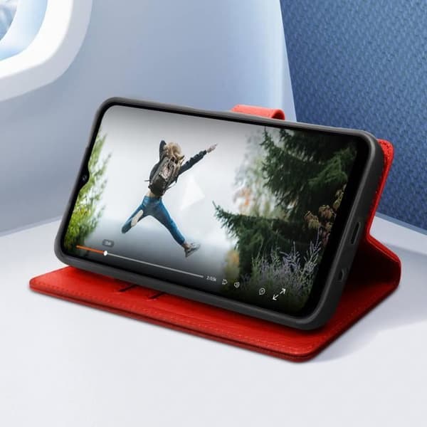 Fodral till iPhone XR - AVIZAR - Chesterfield - Plånbok och videohållare - Röd