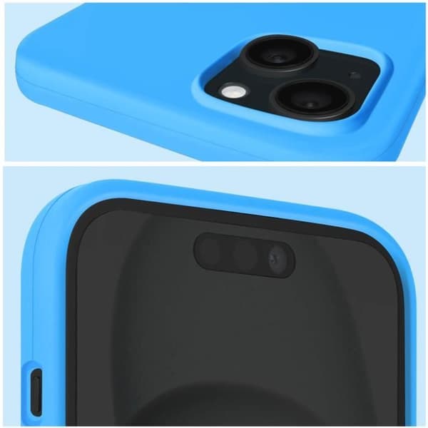 Skal till iPhone 15 - MOXIE - BeFluo - Halvstyvt - Mikrofiberinteriör - Upphöjda kanter - Blå