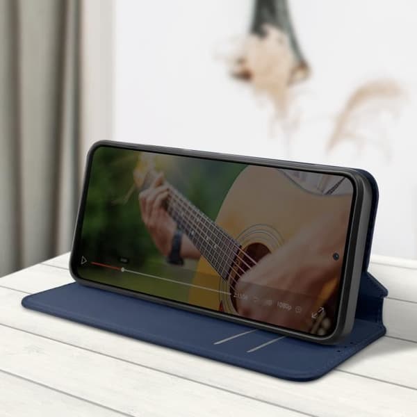 Fodral till Xiaomi Mi A3 - AVIZAR - Korthållare Video Support Magnetic Flip - Midnattsblå