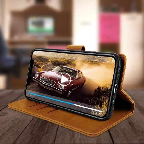 iPhone 11 Pro Max-fodral - AVIZAR - Chesterfield - Brun - Plånbok med Videostöd