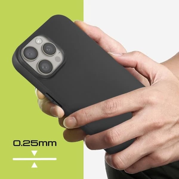 Fodral till iPhone 15 Pro Max Silikon Ultratunn 0,25 mm Matt Finish Moxie Black