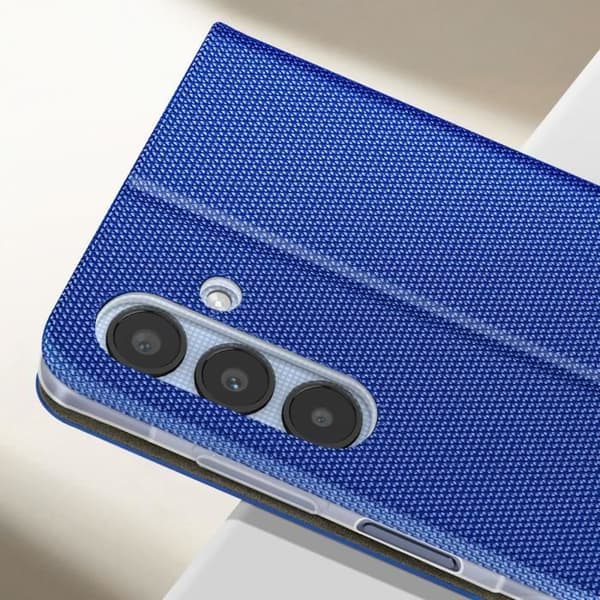 Mjukt tygfodral för Samsung A25 5G - AVIZAR - Sensitive Series - Blå - Korthållare och videostöd