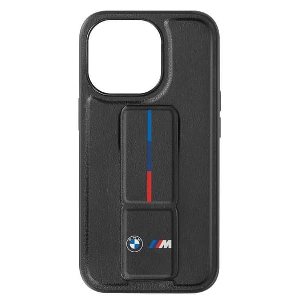 Fodral för iPhone 15 Pro Stöd i konstläder Stöd BMW Svart