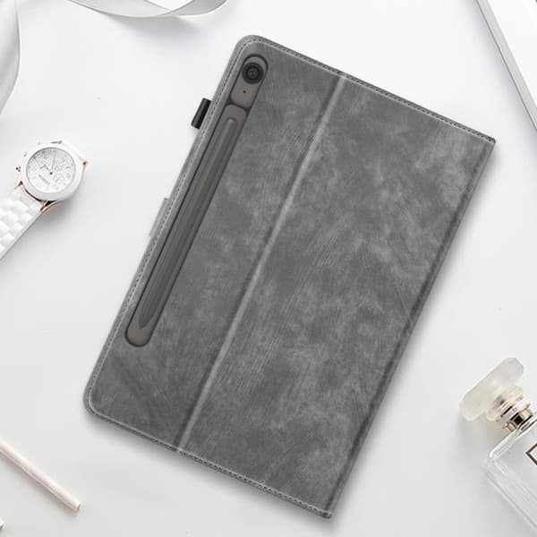 Tabletfodral - Samsung - Galaxy Tab S9/S9 FE - Grå - Kortfack - Videoställ