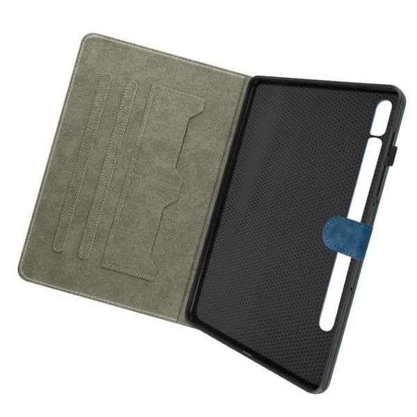 Etui - Samsung - Galaxy Tab S9/S9 FE - Ekologisk läder blå - Video stöd - Kortficka