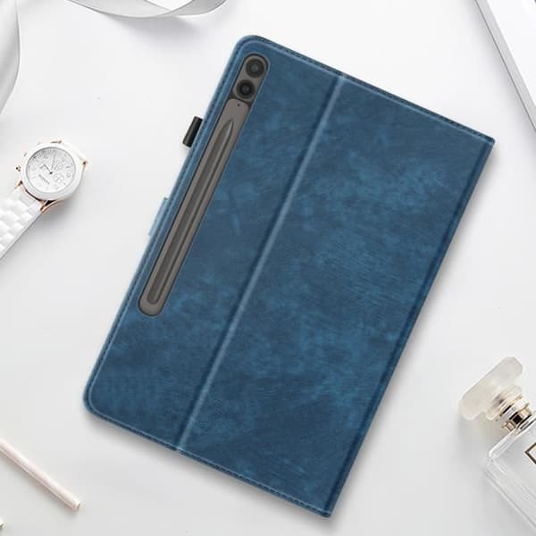 Etui - Samsung - Galaxy Tab S9 Plus/S9 FE Plus - Blå - Ekologisk läder - Video-stöd