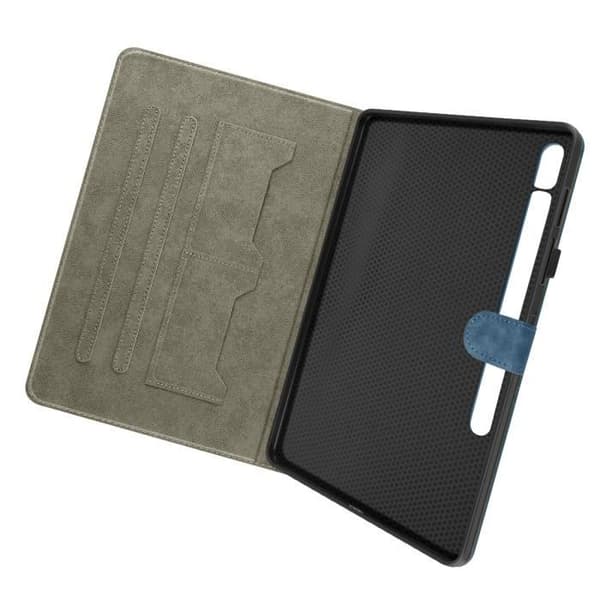 Etui - Samsung - Galaxy Tab S9 Plus/S9 FE Plus - Blå - Ekologisk läder - Video-stöd